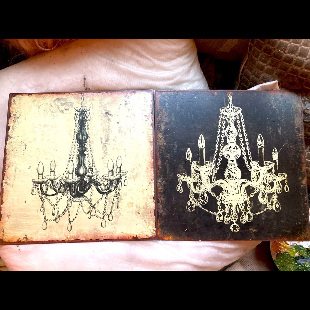 Graphic Positive and negative chandelier wall art